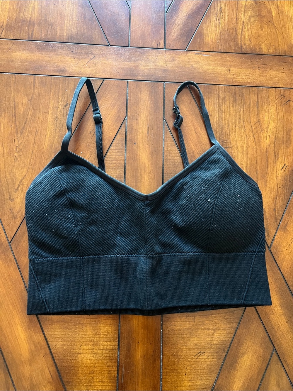 aerie Black Longline Bralette with Adjustable Straps